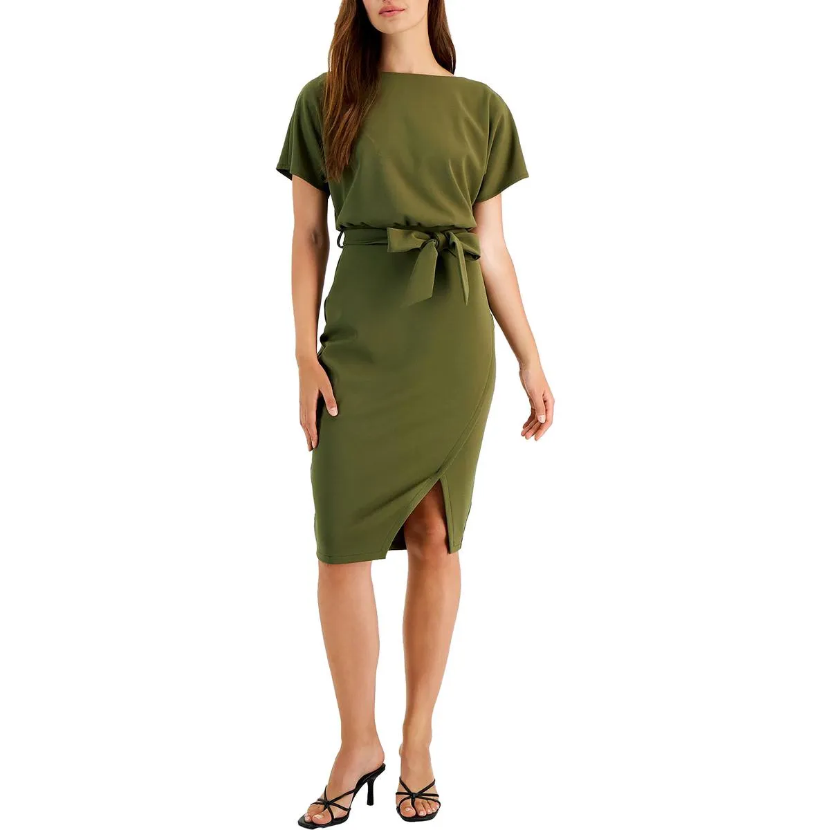 Customer Favorite Womens Blouson Split Wrap Dress  Today Only!