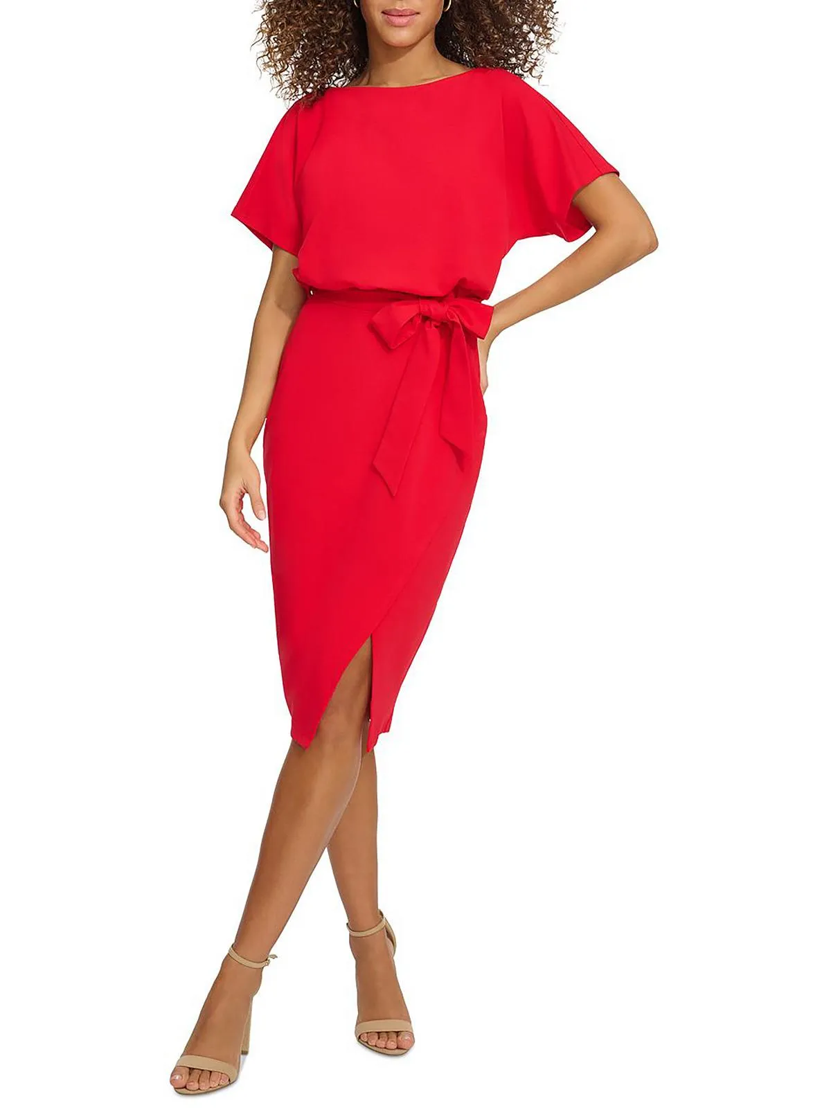 Customer Favorite Womens Blouson Split Wrap Dress  Today Only!