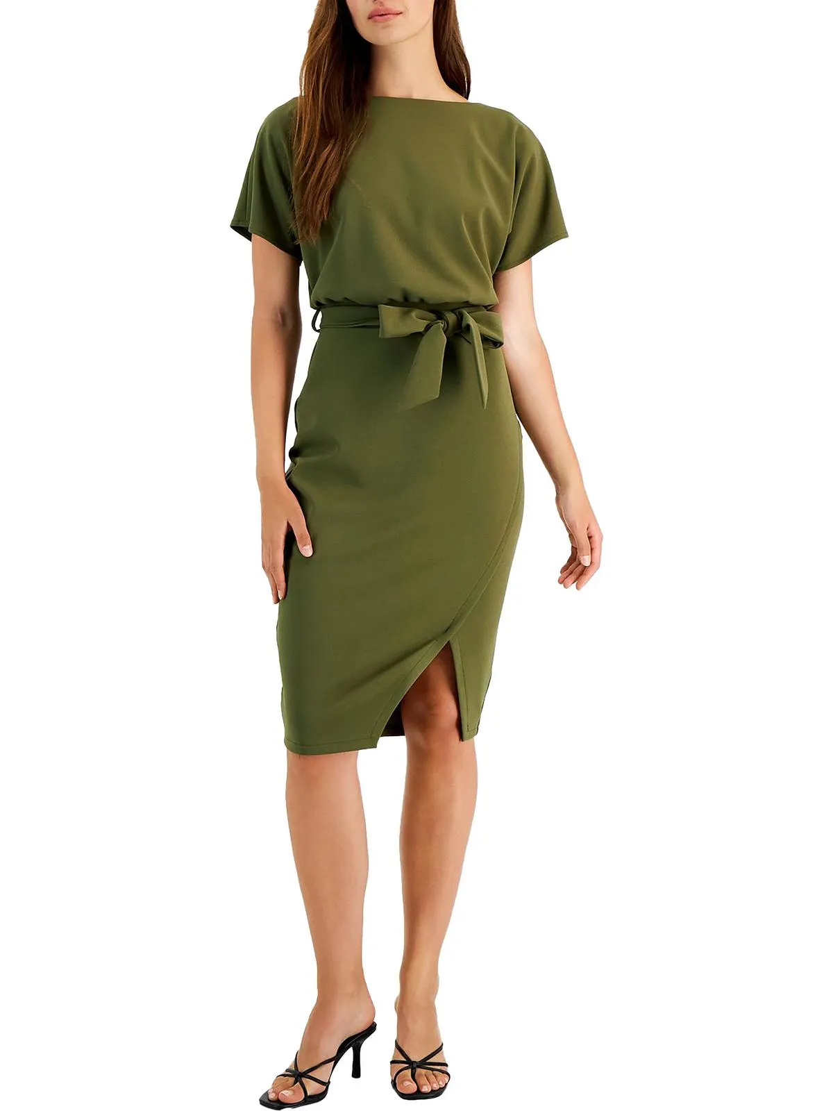 Customer Favorite Womens Blouson Split Wrap Dress  Today Only!