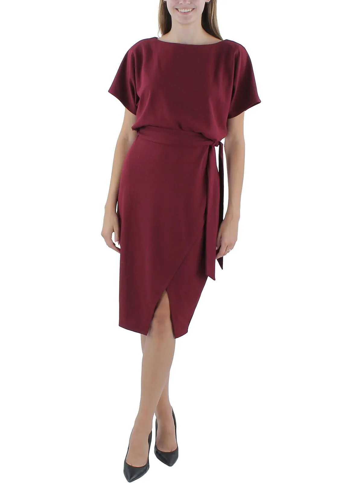 Customer Favorite Womens Blouson Split Wrap Dress  Today Only!