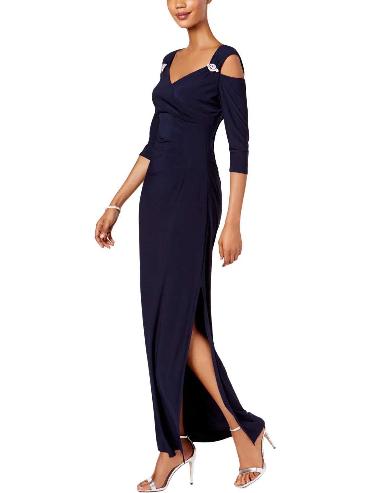 Customer Favorite Womens Embellished Cold Shoulder Evening Dress  Limited Availability!