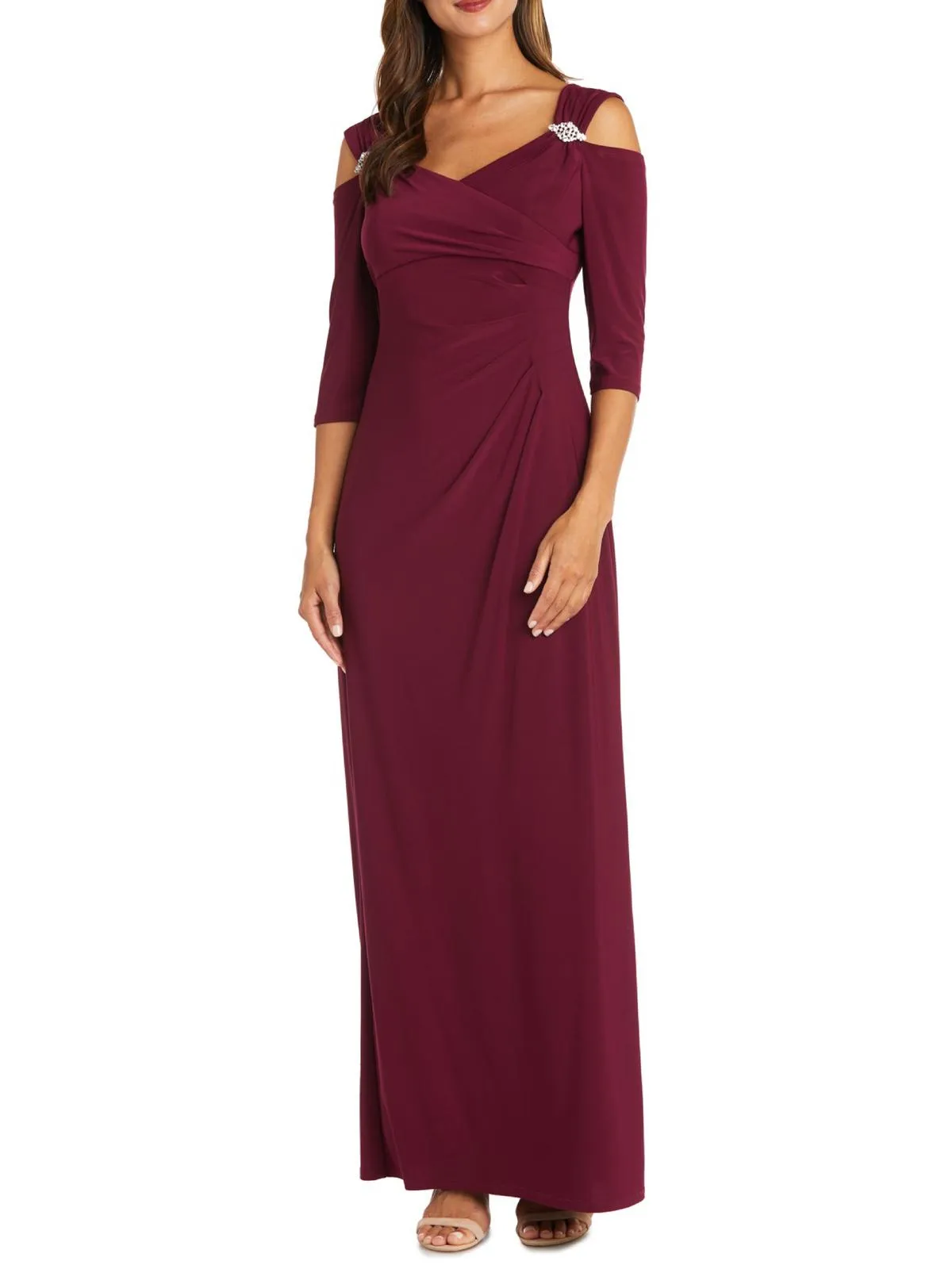 Customer Favorite Womens Embellished Cold Shoulder Evening Dress  Limited Availability!