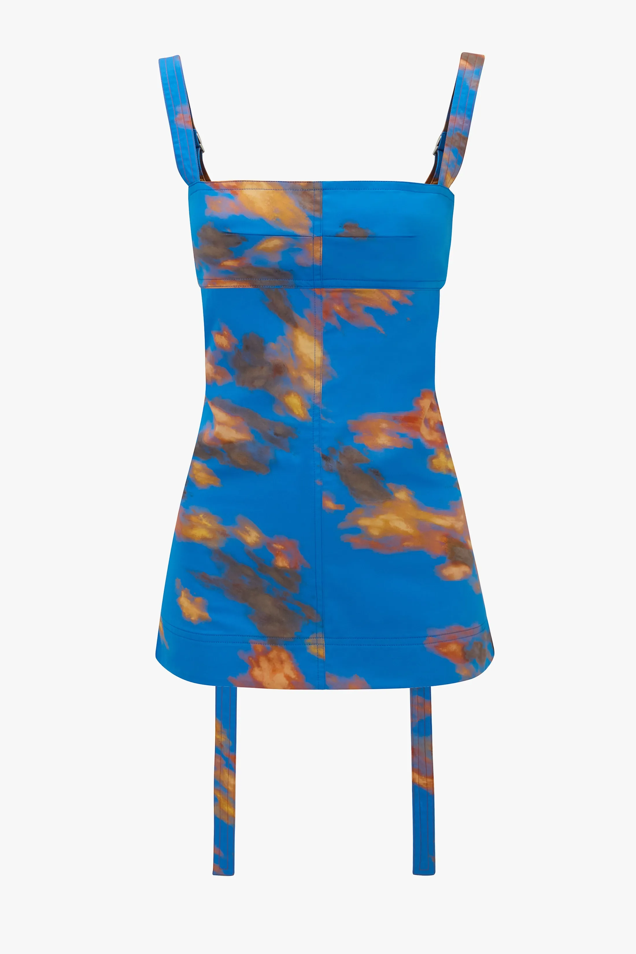 Cut-Out Cami In Blue Abstract Floral Print Victoria Beckham