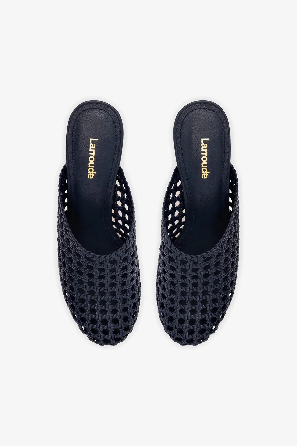 Dew Drop Macrame Mule In Navy Leather