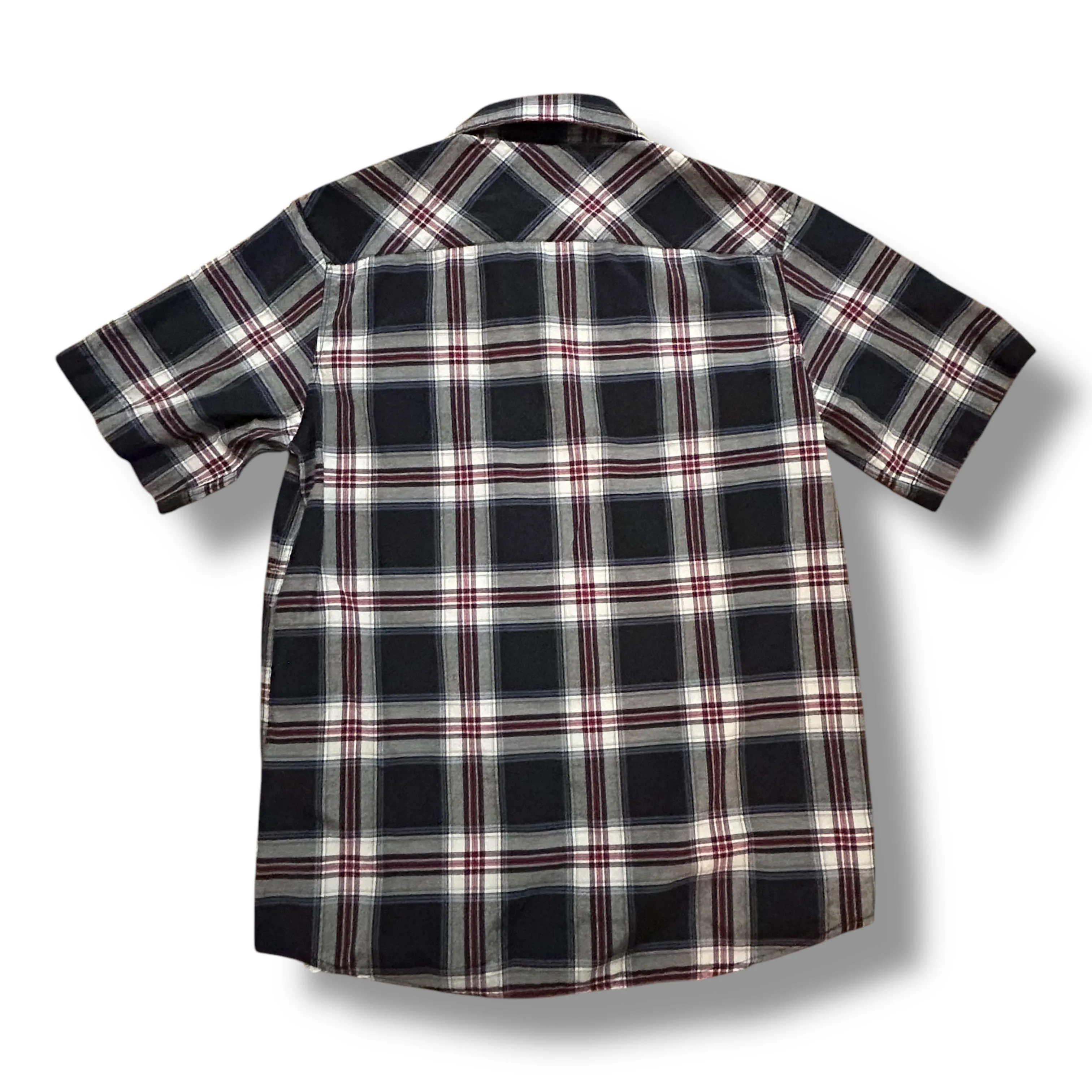 Dickies Plaid Button Down Youth Boys Size 14/16 Short Sleeve Shirt