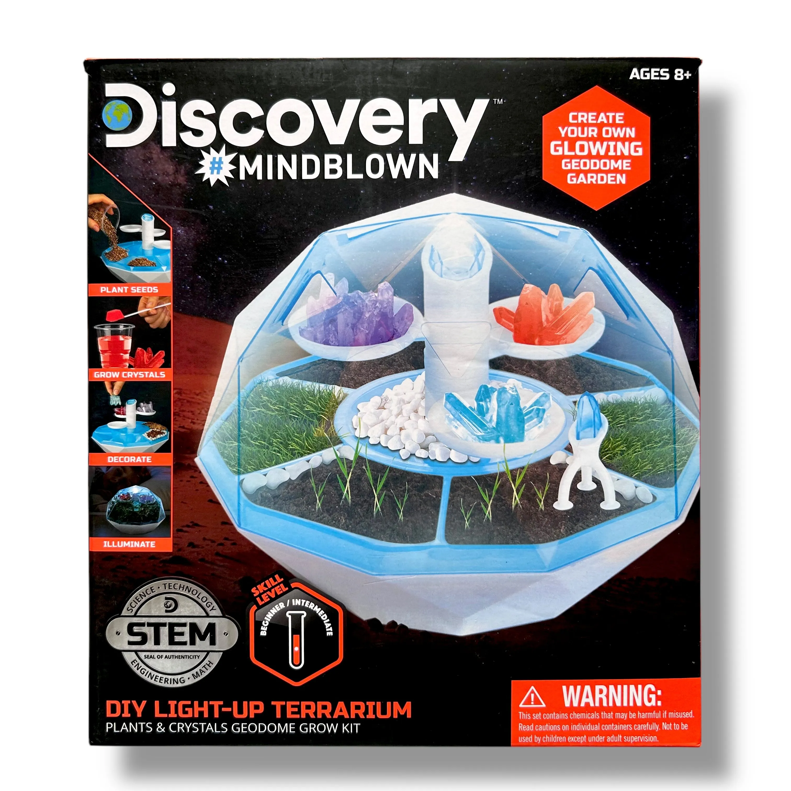 Discovery DIY Light-Up Terrarium Glowing Crystals Geodome Grow Kit