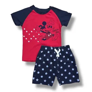 Disney Junior Boys Size 3T Outfit Red & Navy 4th of July Mickey Mouse