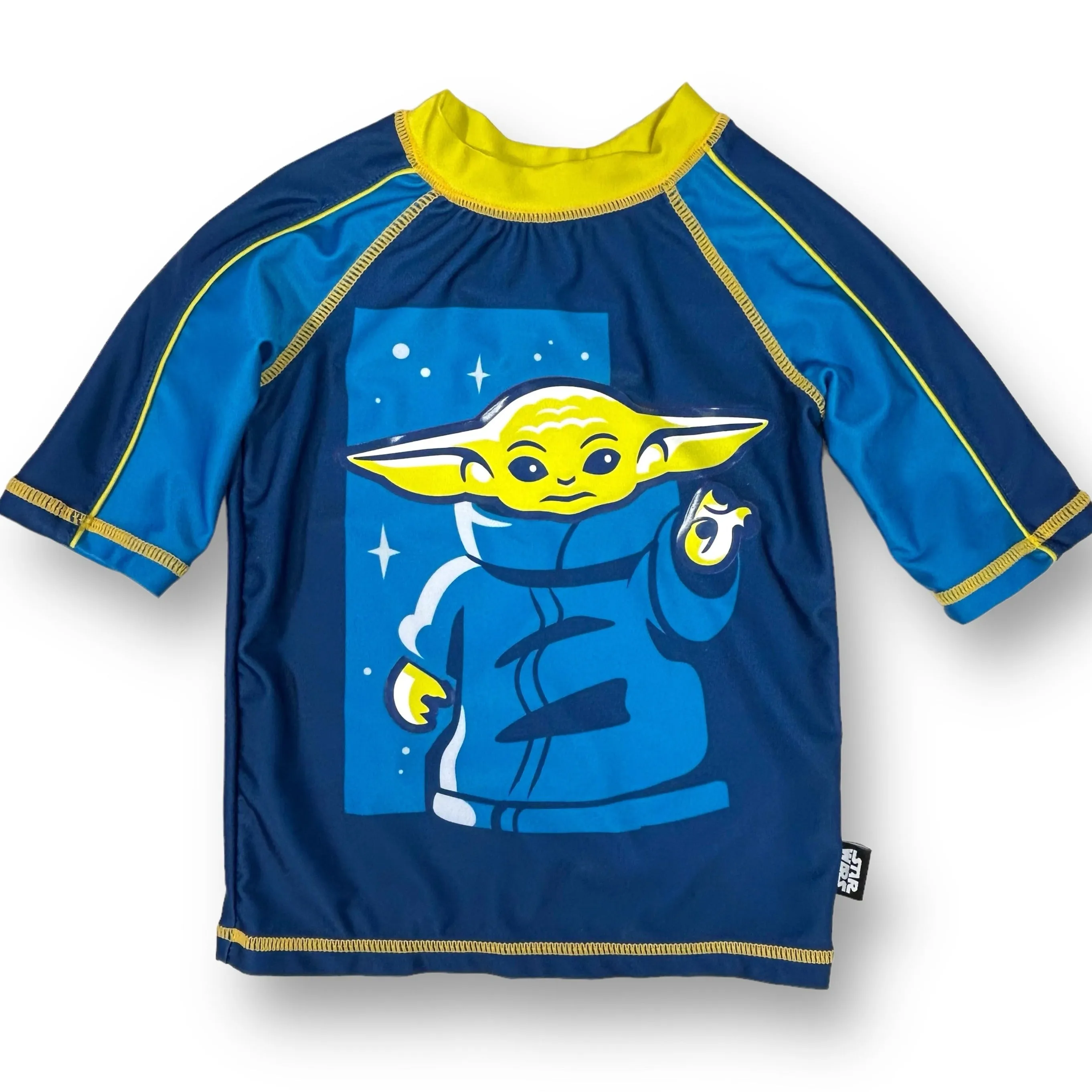 Disney Store Toddler Boy Size 3 Rash Guard Star Wars Baby Yoda Swim Shirt
