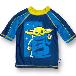 Disney Store Toddler Boy Size 3 Rash Guard Star Wars Baby Yoda Swim Shirt