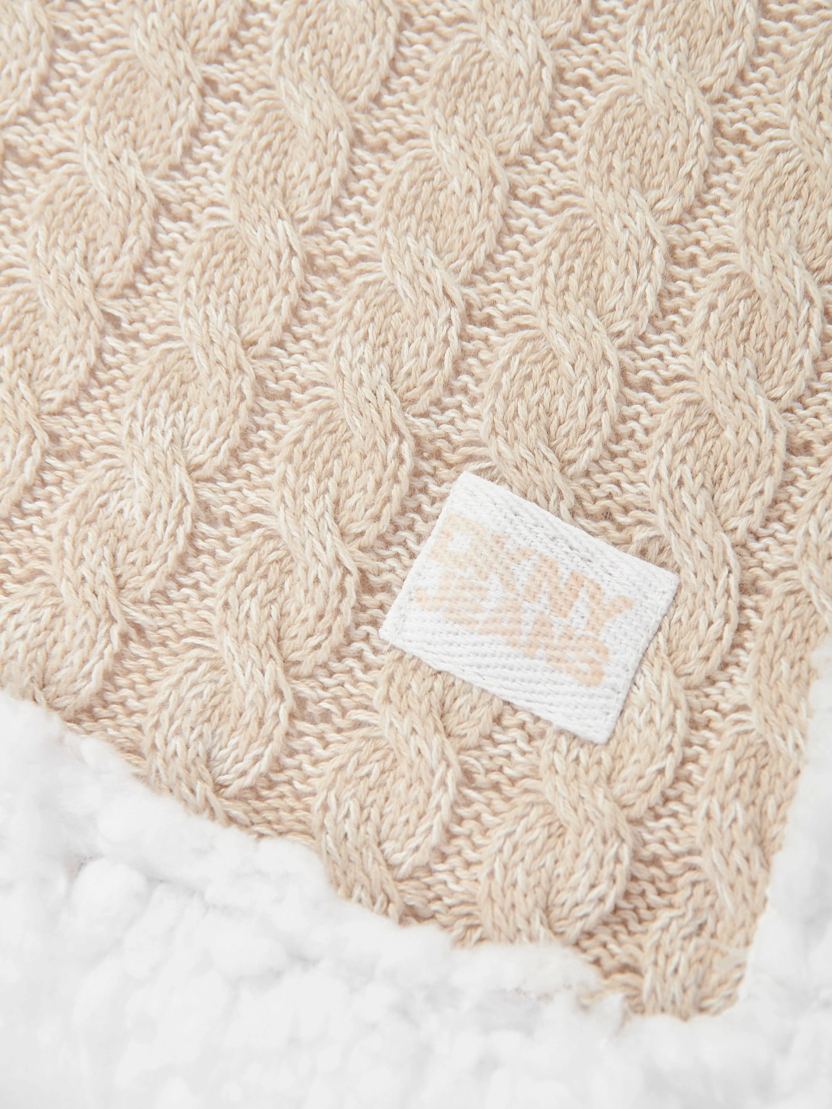 DKNY Baby Sherpa Fleece Blanket in Beige (90cm)