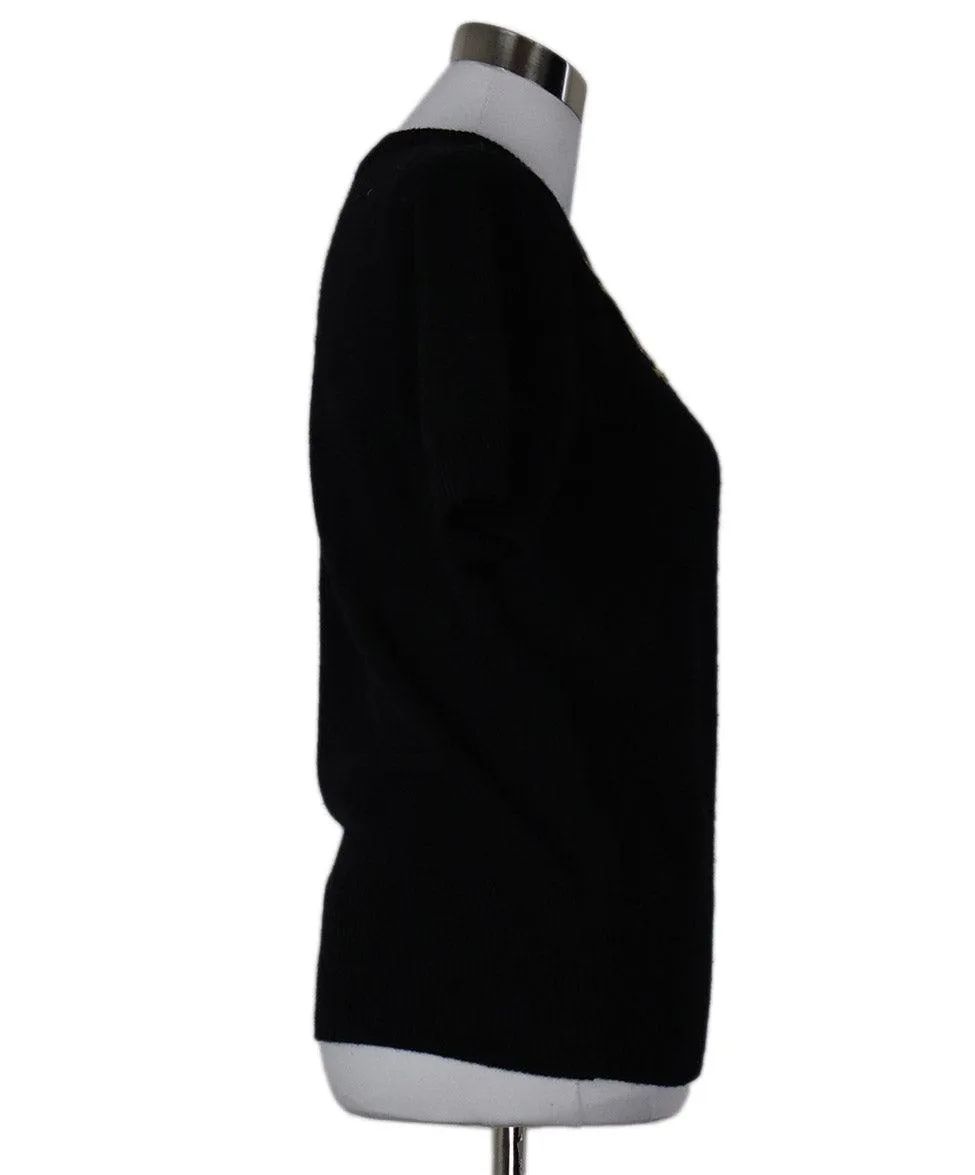 Dolce & Gabbana Black Cashmere Gold Applique Sweater sz 6