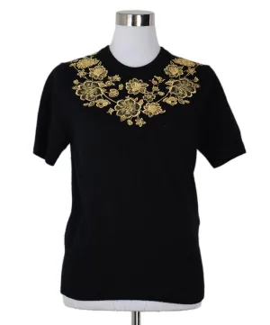 Dolce & Gabbana Black Cashmere Gold Applique Sweater sz 6