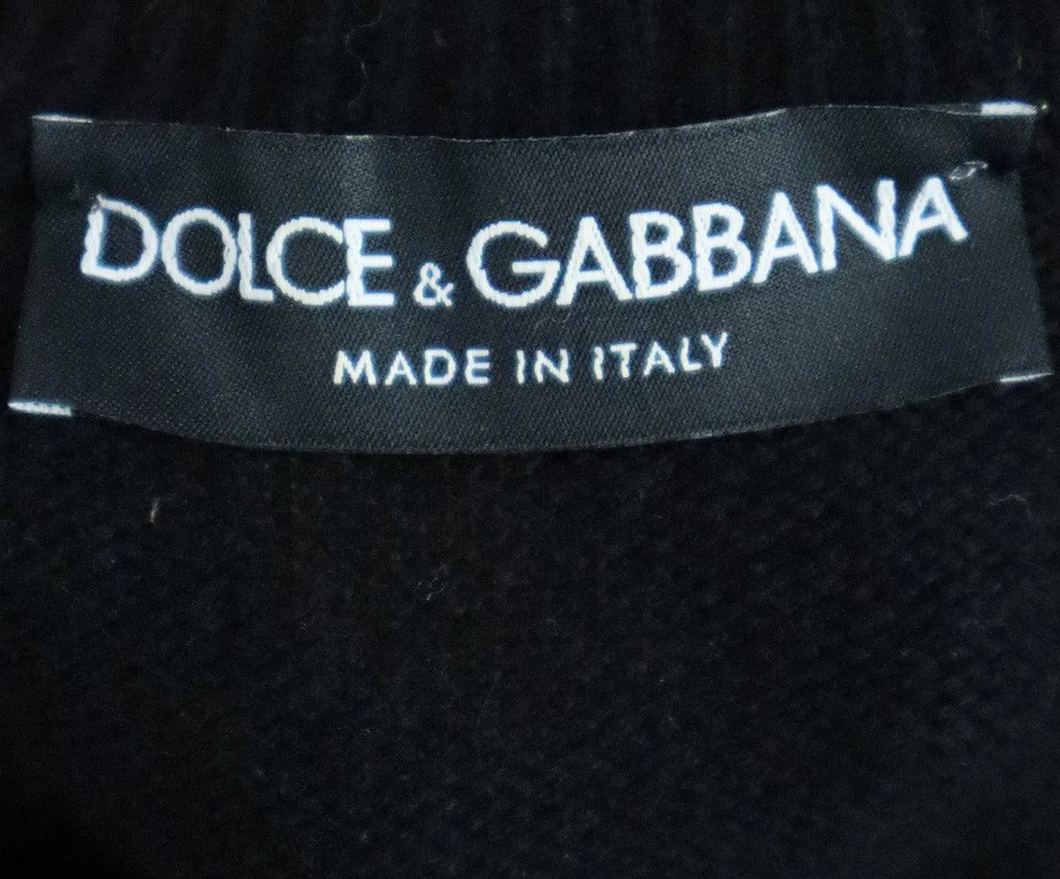 Dolce & Gabbana Black Cashmere Gold Applique Sweater sz 6