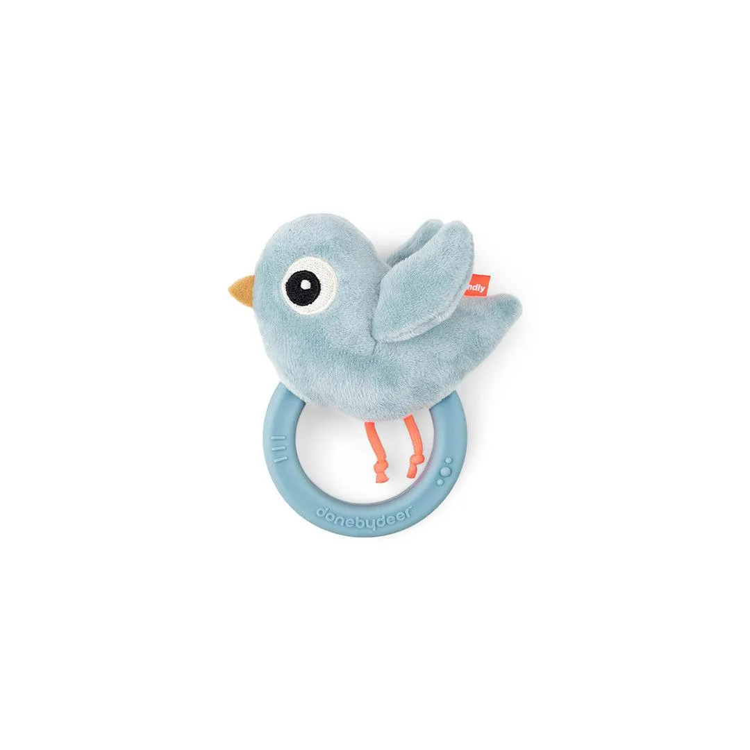 Done by Deer Sensory Rattle With Teether  - Blue - Birdee