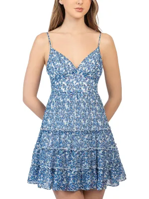Doorbuster Juniors Womens Floral Print Short Mini Dress  Limited Stock!