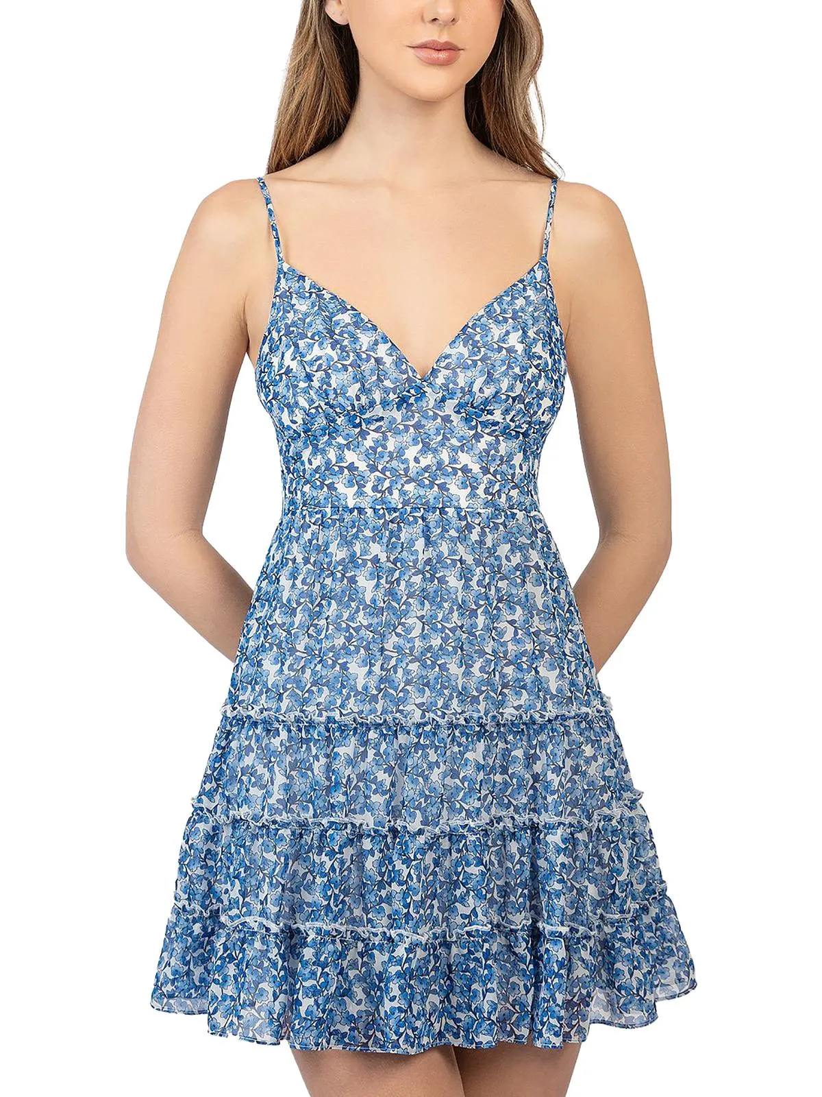 Doorbuster Juniors Womens Floral Print Short Mini Dress  Limited Stock!