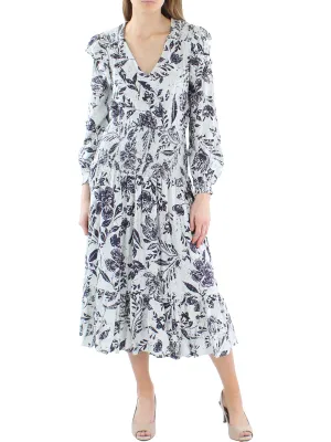 Doorbuster Womens Linen Blend Smocked Midi Dress  Almost Sold Out!