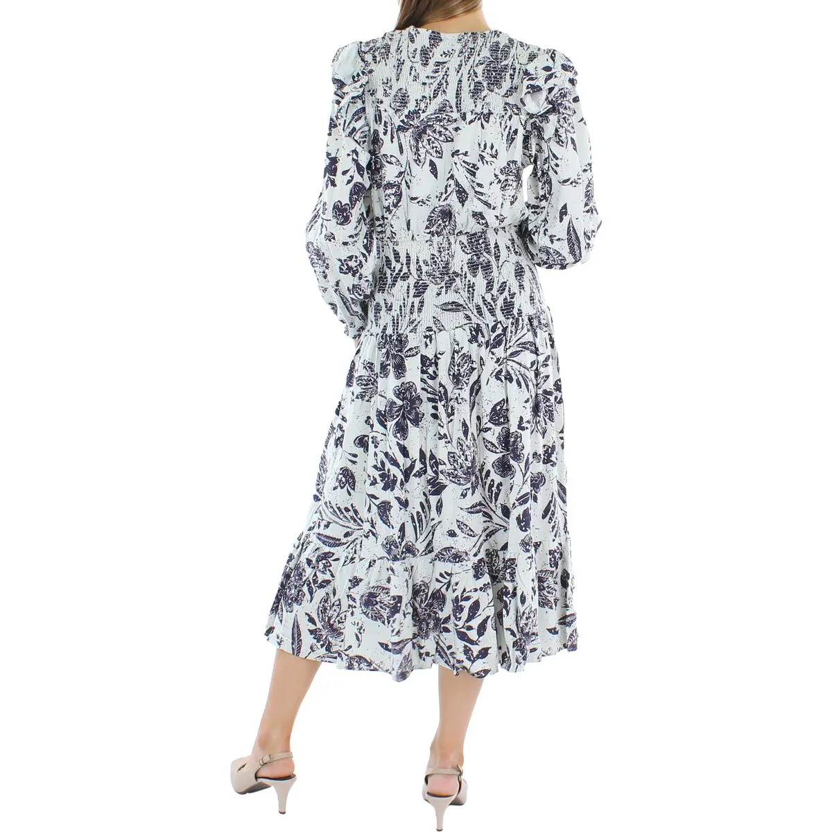 Doorbuster Womens Linen Blend Smocked Midi Dress  Almost Sold Out!