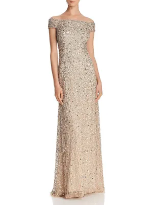 Doorbuster Womens Sequined Off-The-Shoulder Formal Dress  Dont Miss Out!