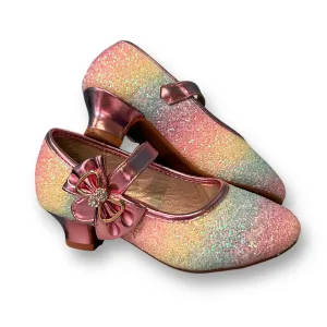 Dufannie Big Girl Size 11 Pastel Shimmer Rainbow Low Heel Dress Shoes