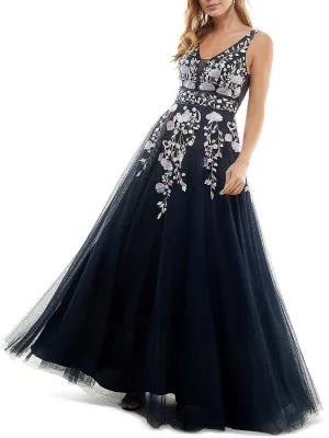 Editors Choice Juniors Womens Mesh Embroidered Evening Dress  Going Fast!
