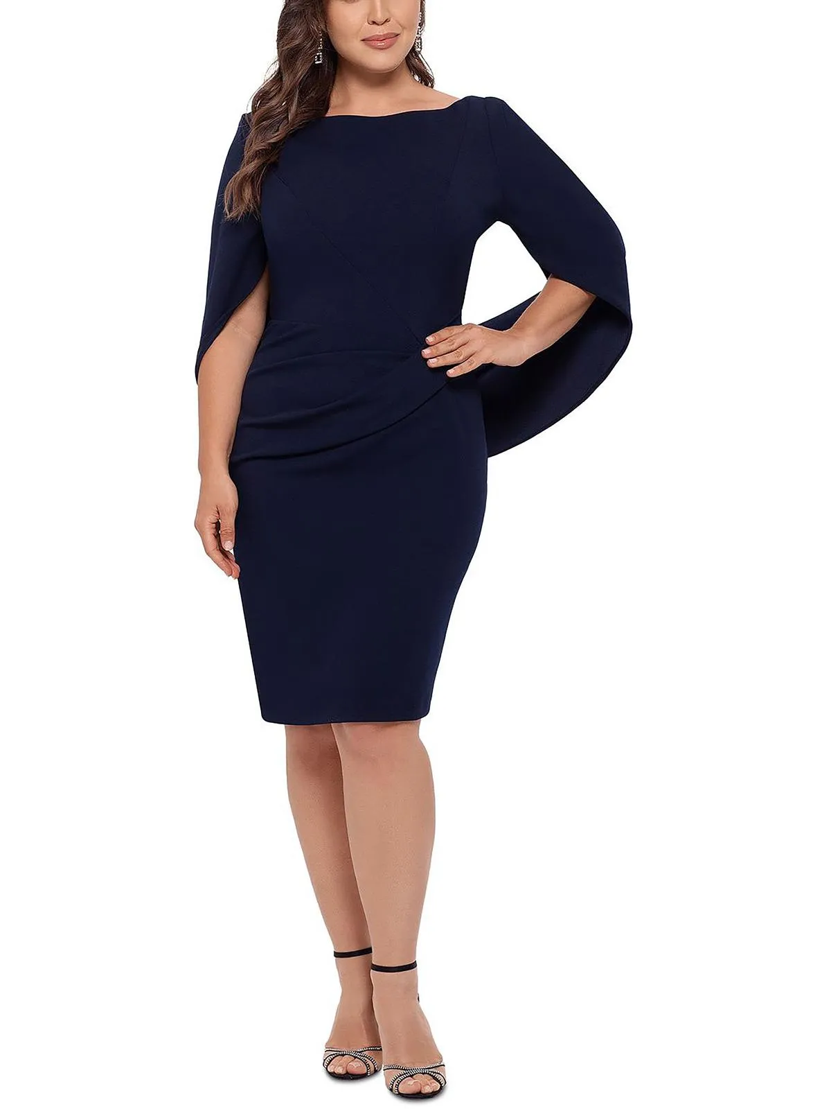 Editors Choice Plus Womens Drape Back Short Sleeves Bodycon Dress  Last Few Pieces!