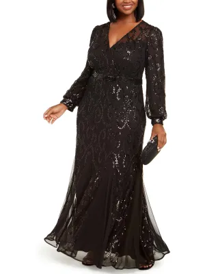 Editors Choice Plus Womens Sequined Mesh Evening Dress  Limited Availability!