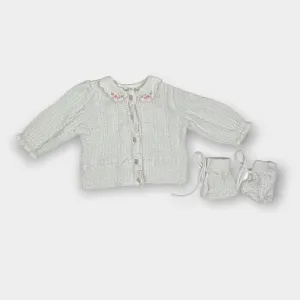 Editors Choice Vintage Girls White Cardigan Sweater 3-6 Months  Limited Stock!