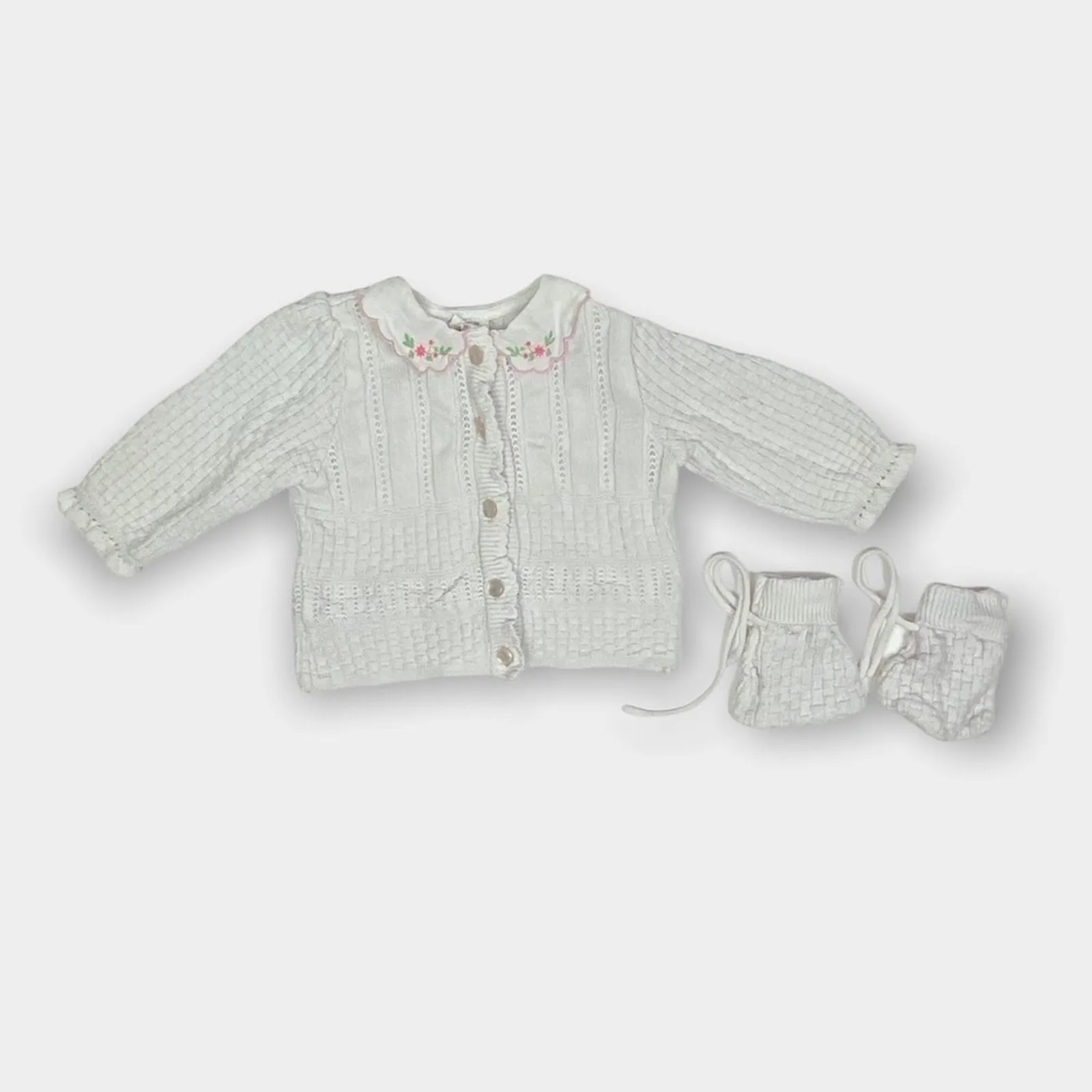 Editors Choice Vintage Girls White Cardigan Sweater 3-6 Months  Limited Stock!