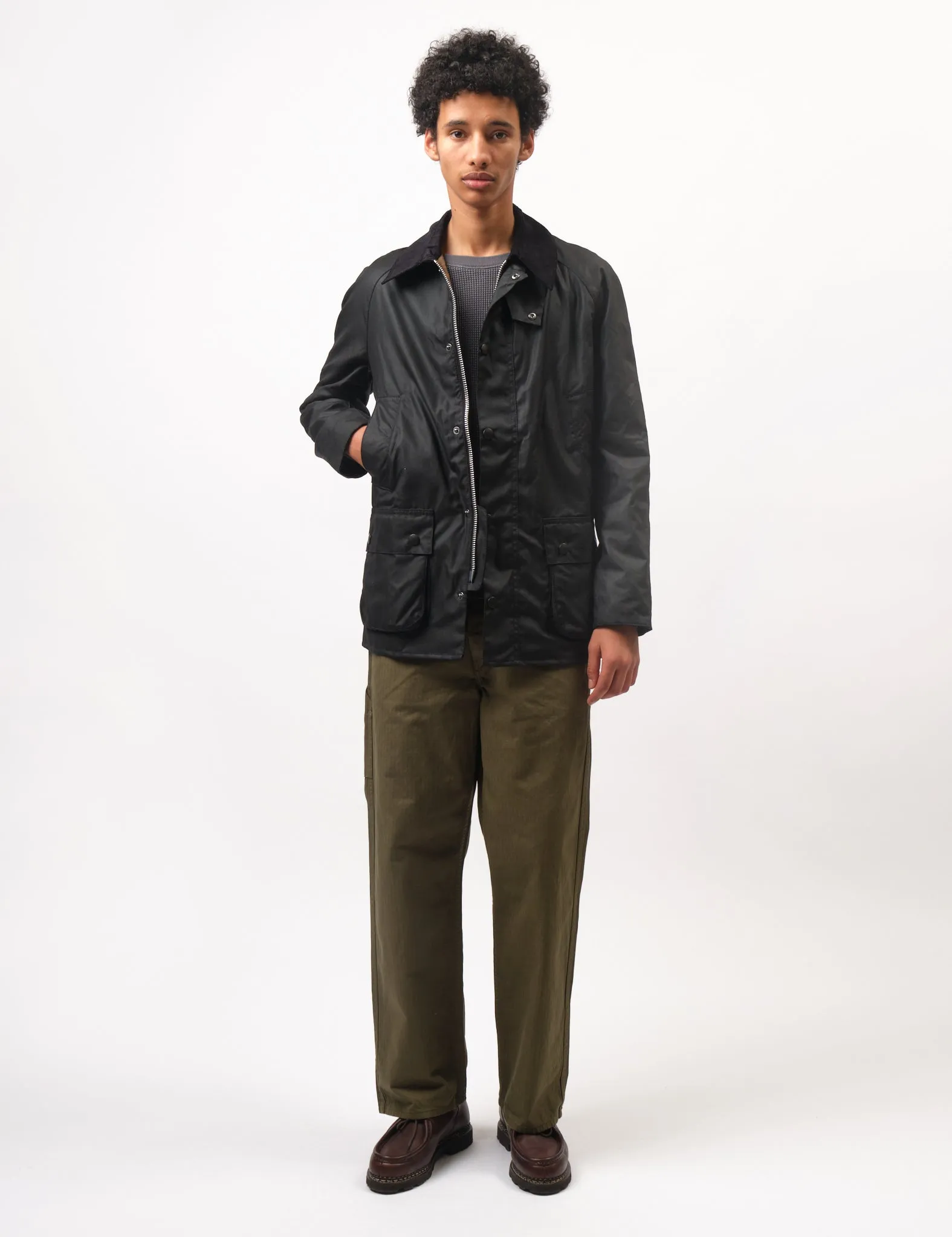Editors Pick Barbour Ashby Wax Jacket - Black Classic Lining  Ends Soon!