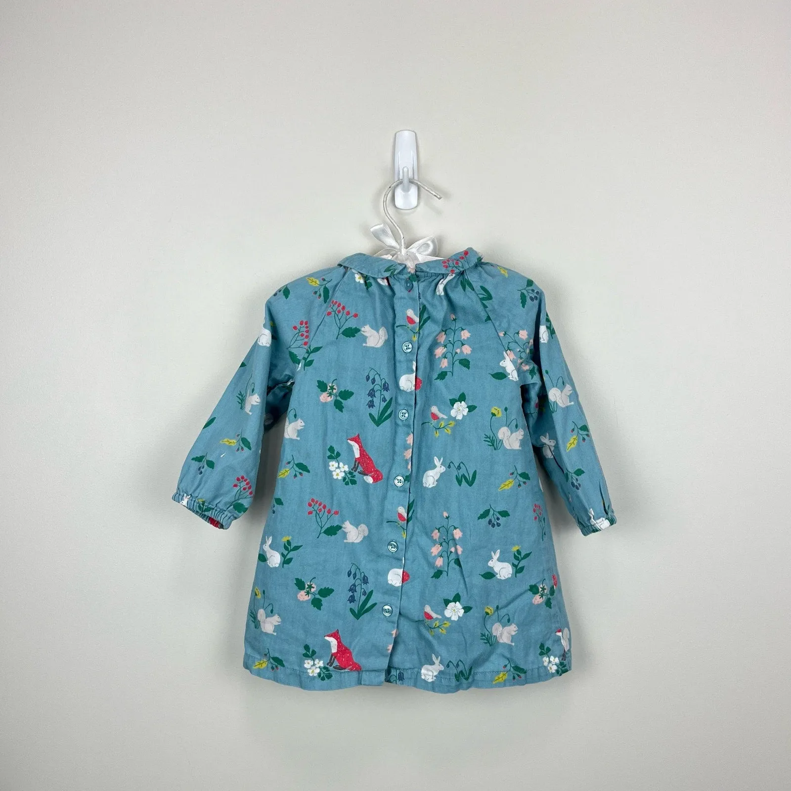Editors Pick Mini Boden Smocked Blue Woodland Peter Pan Collar Dress 12-18 Months  Going Fast!