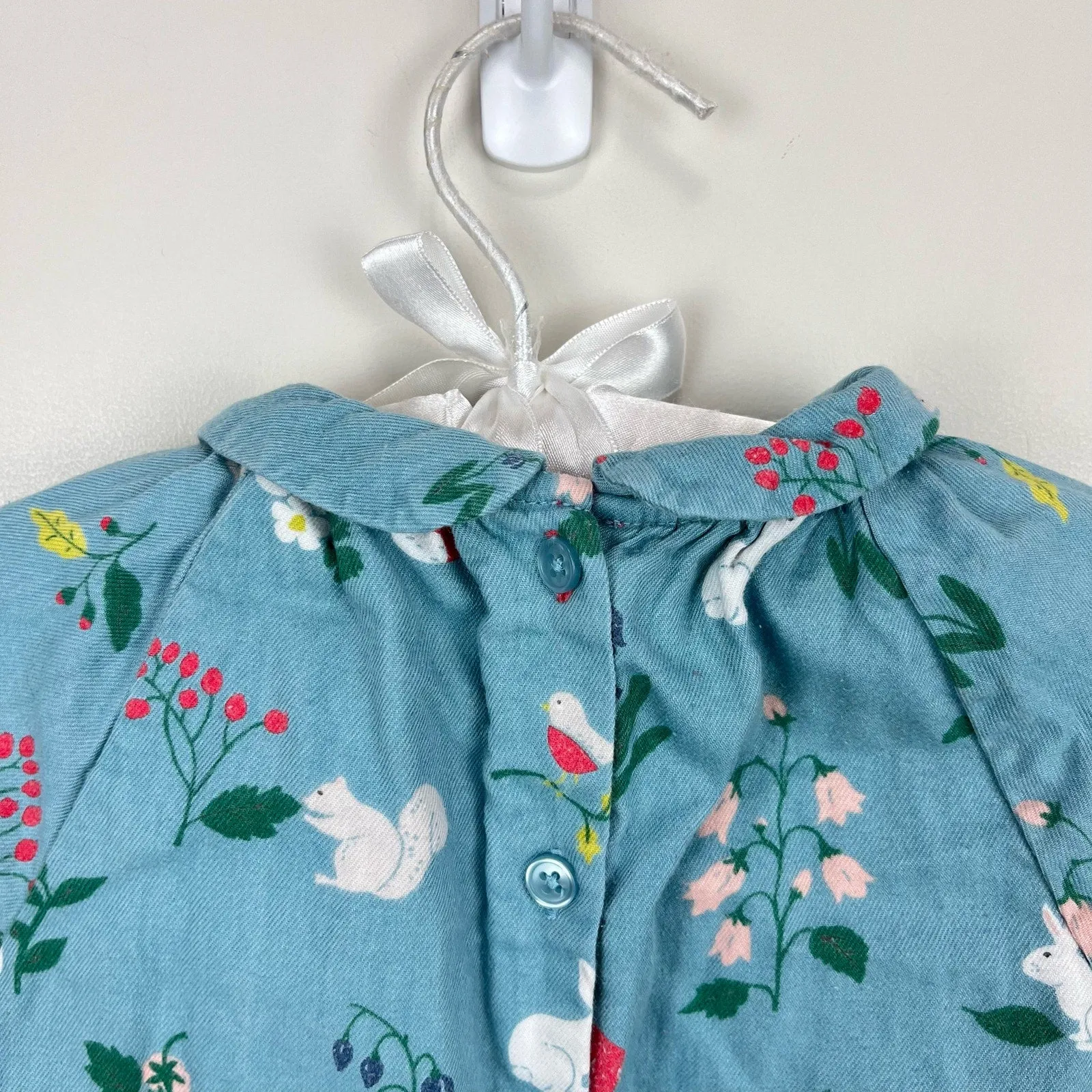 Editors Pick Mini Boden Smocked Blue Woodland Peter Pan Collar Dress 12-18 Months  Going Fast!