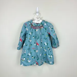 Editors Pick Mini Boden Smocked Blue Woodland Peter Pan Collar Dress 12-18 Months  Going Fast!