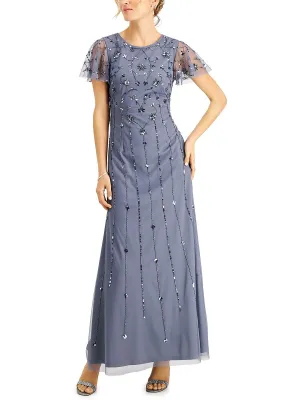 Editors Pick Womens Embellished Flutter Sleeve Evening Dress  Going Fast!