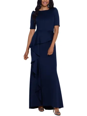 Editors Pick Womens Scooped Neck Cascade Ruffle Evening Dress  Last Few Pieces!