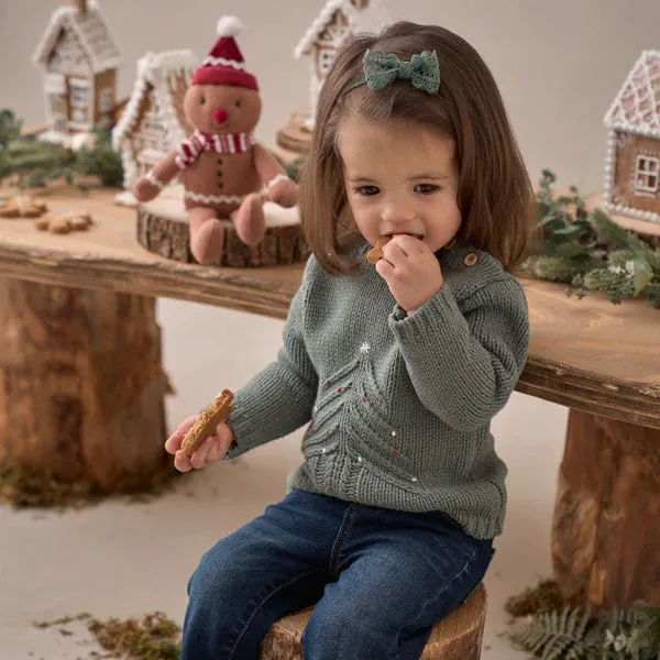 Elegant Baby Green Christmas Tree Knit Pullover