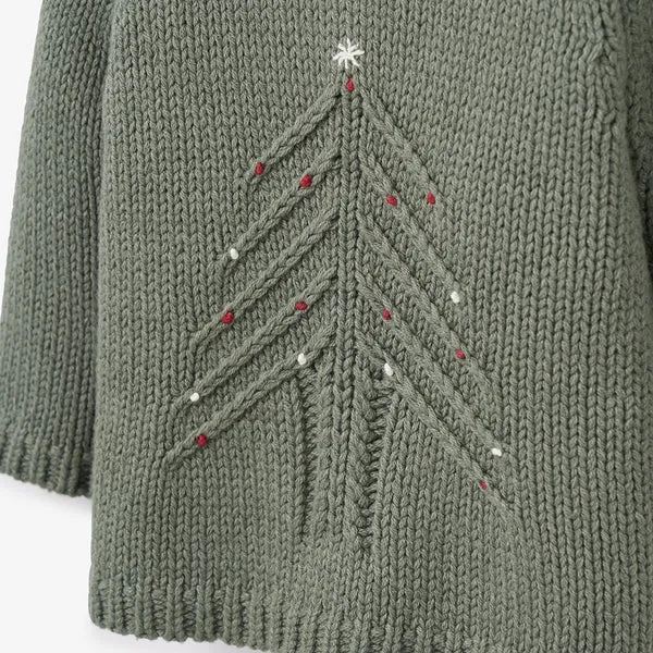 Elegant Baby Green Christmas Tree Knit Pullover