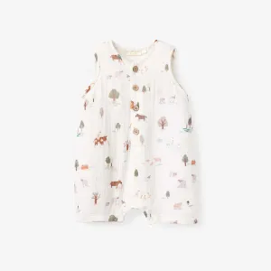 Elegant Baby On The Farm Organic Muslin Shortall - White
