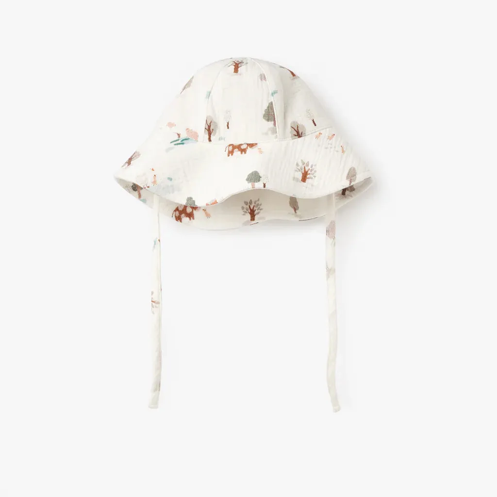 Elegant Baby On The Farm Organic Muslin Sunhat - White