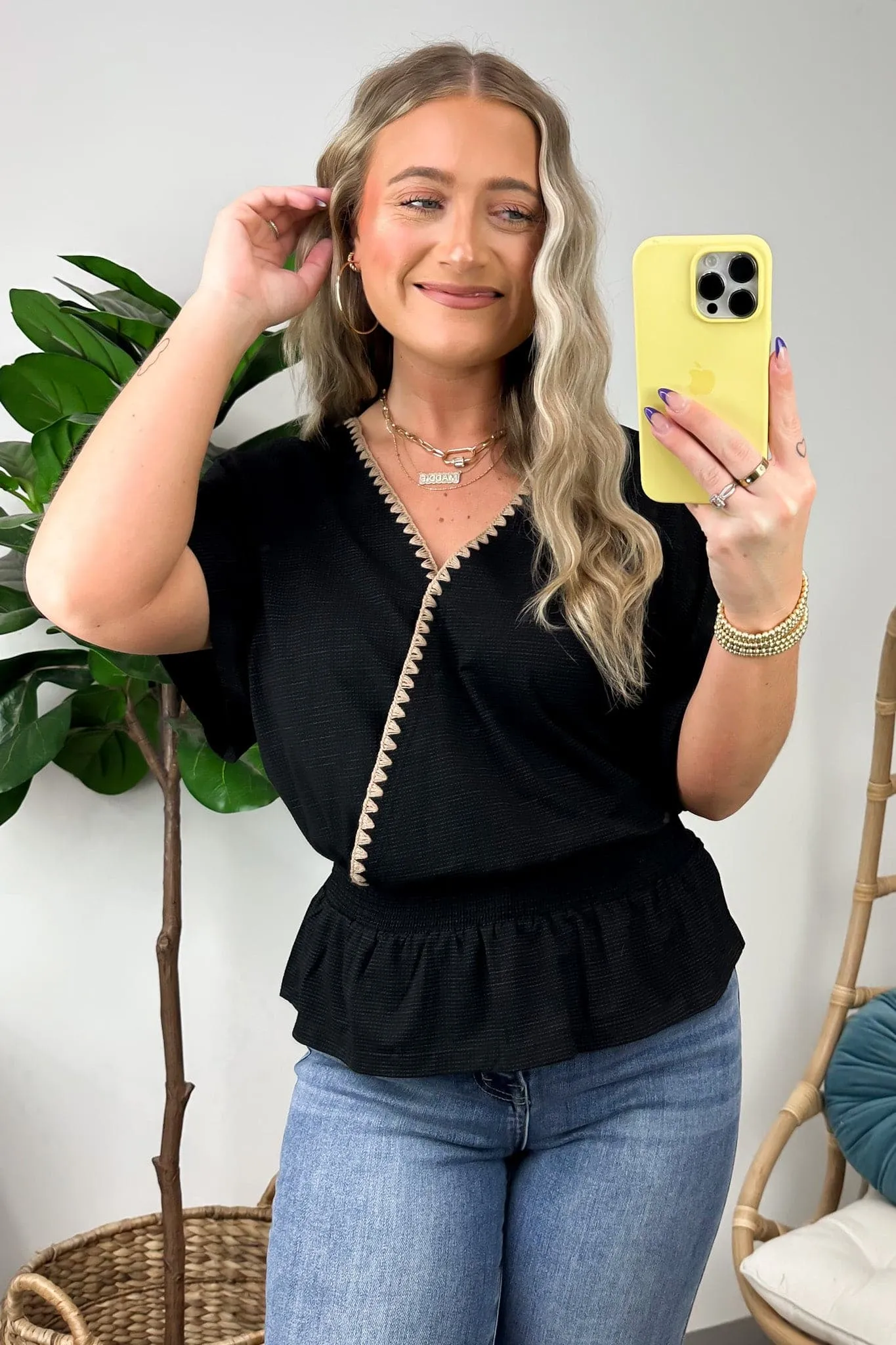Ellinda Embroidered Accent Kimono Top - FINAL SALE