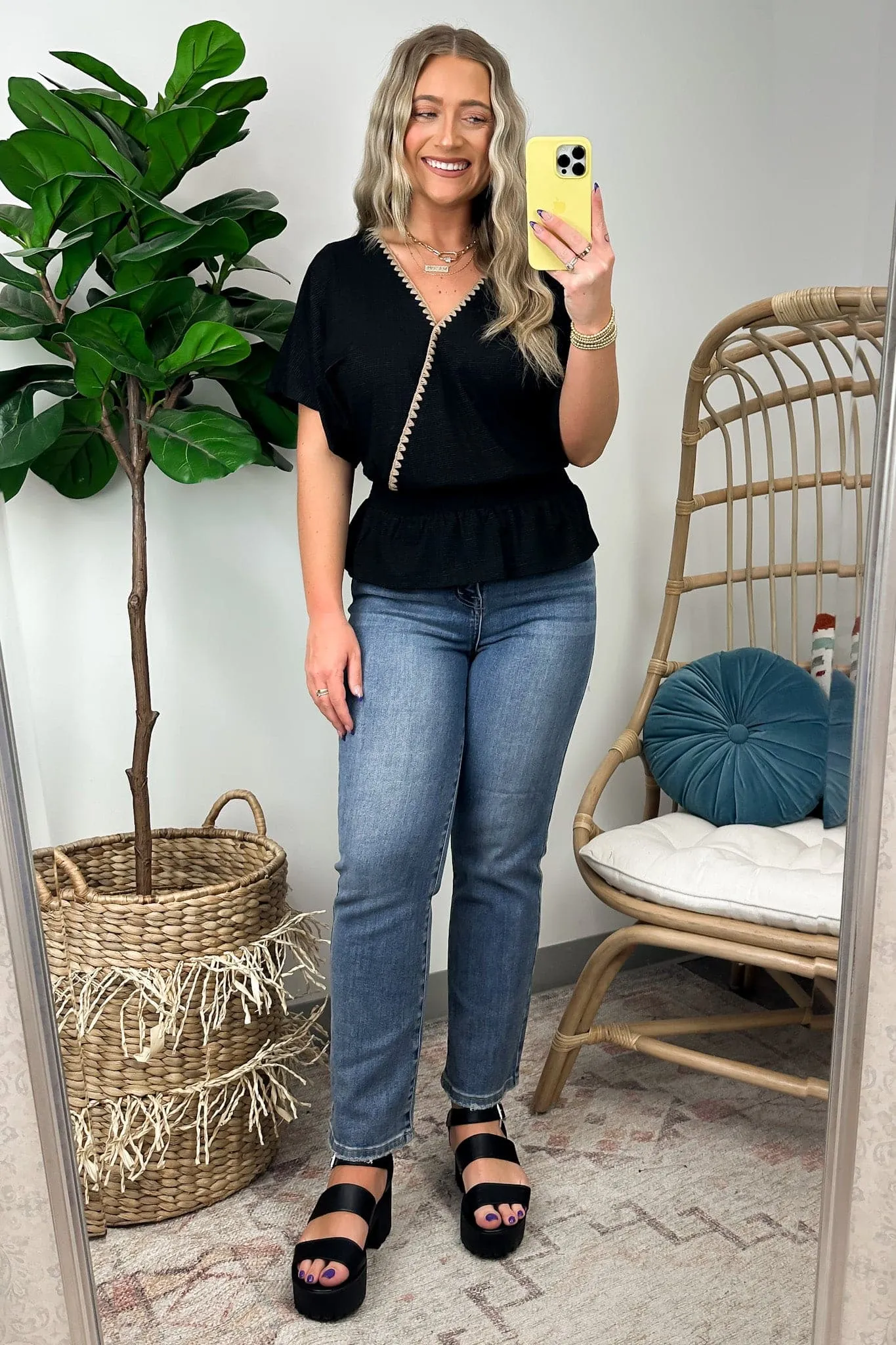 Ellinda Embroidered Accent Kimono Top - FINAL SALE