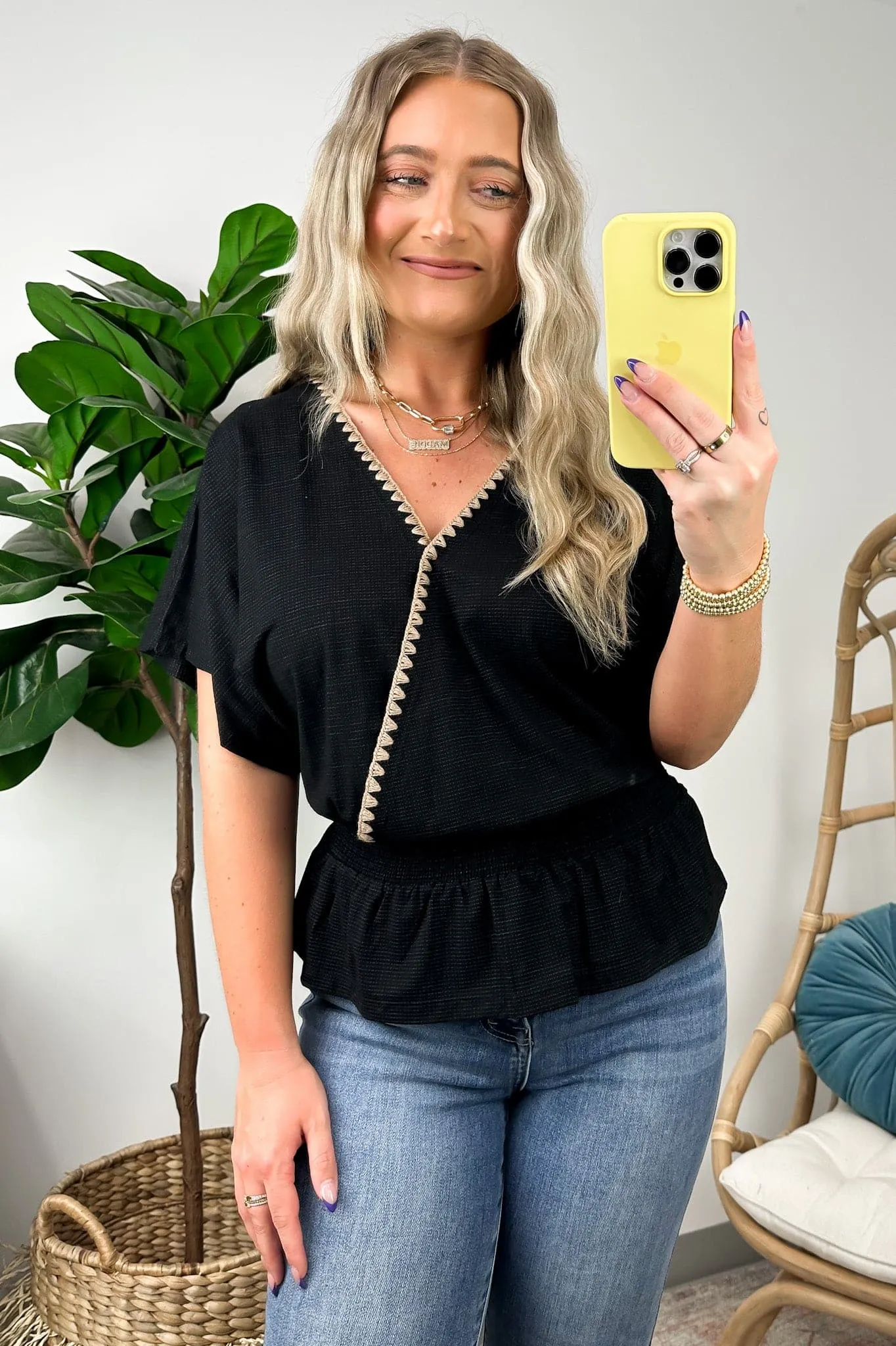Ellinda Embroidered Accent Kimono Top - FINAL SALE