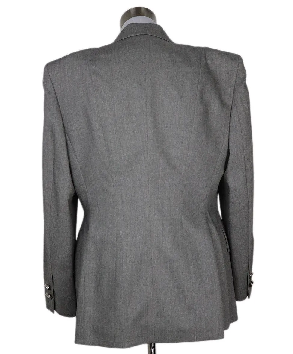 Escada Vintage Grey Wool & Silk Blazer sz 8