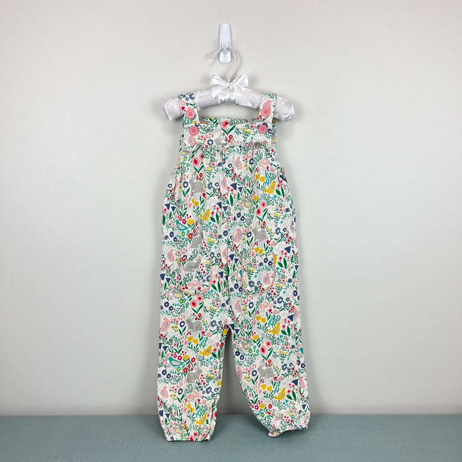 Exclusive Mini Boden Floral Forest Friends Dungarees 18-24 Months  Limited Release!