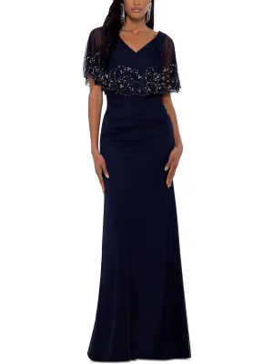 Exclusive Petites Womens Embellished Capelet Evening Dress  Limited Availability!