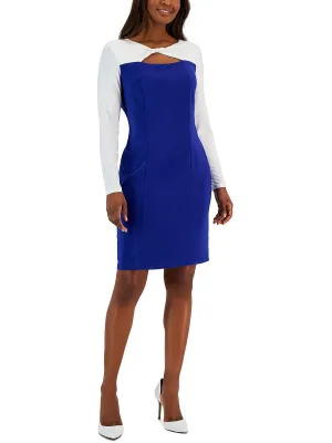 Exclusive Womens Knot Neck Colorblock Sheath Dress  Last Chance!
