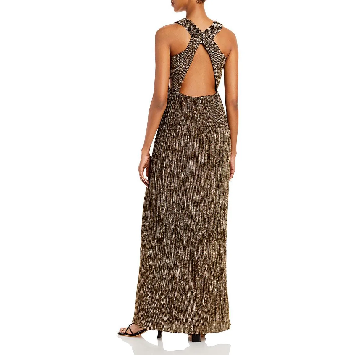 Exclusive Womens Metallic Cut Out Evening Dress  Almost Gone!