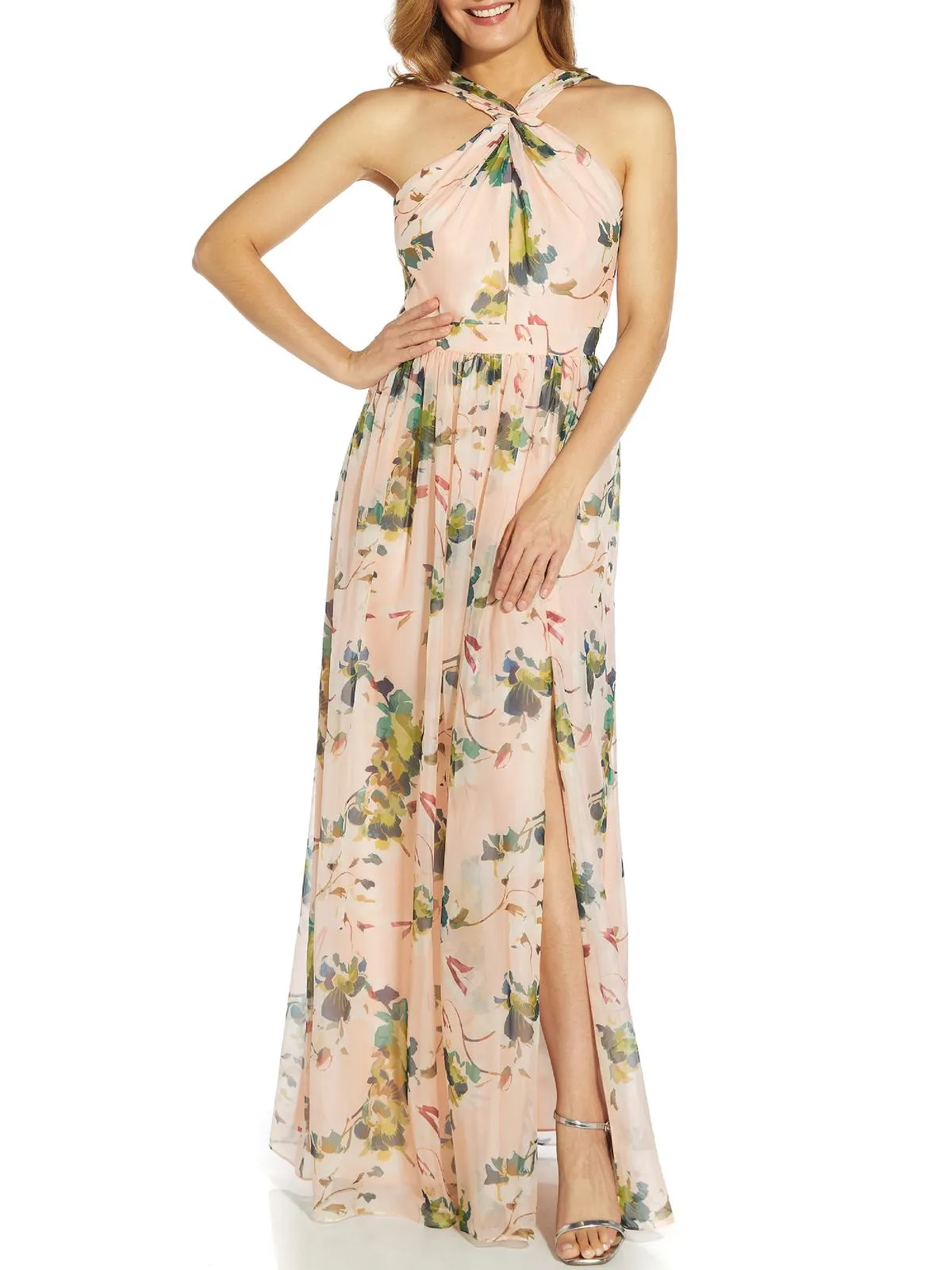 Exclusive Womens Organza Floral Print Evening Dress  Limited Availability!