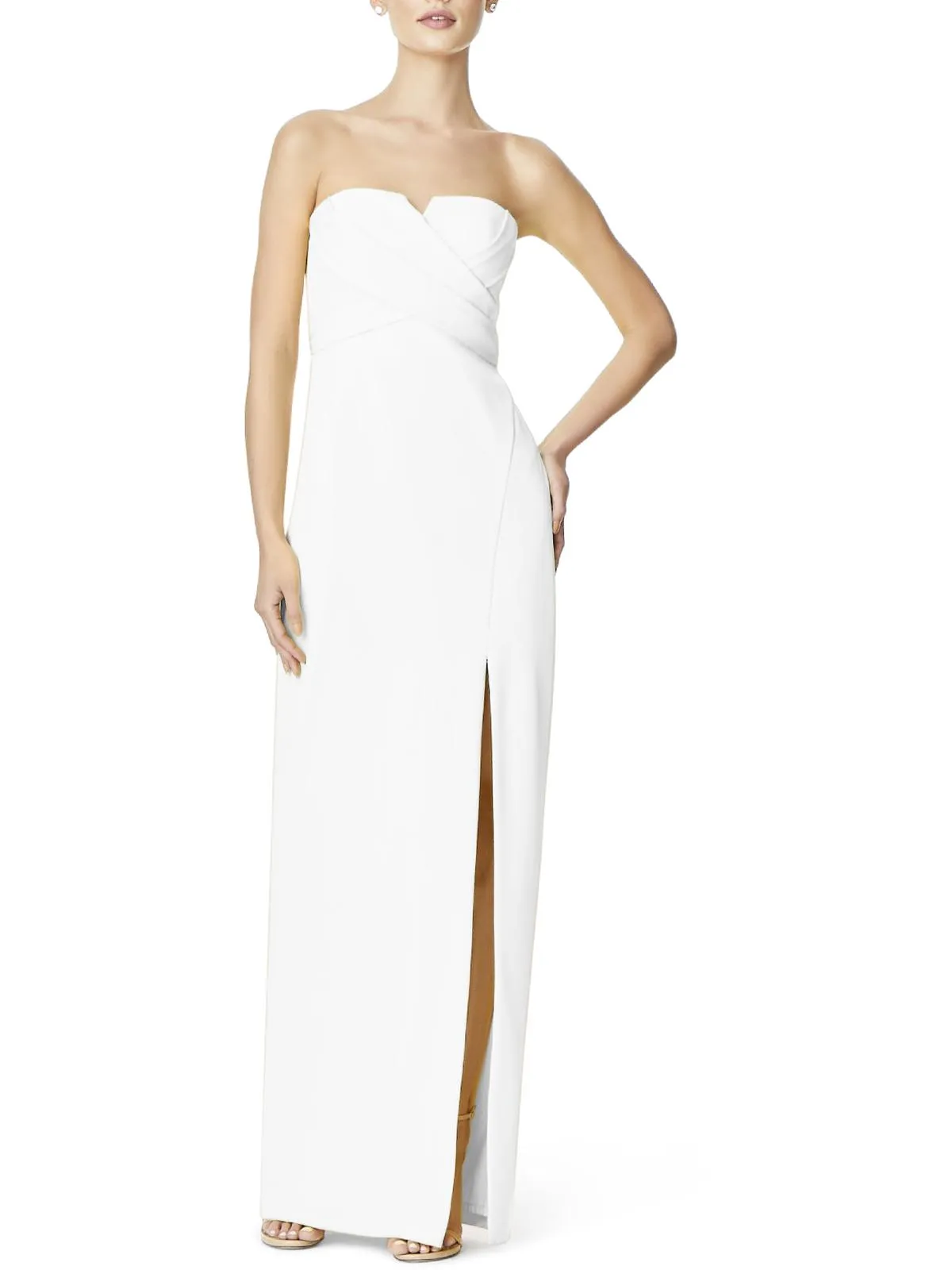 Exclusive Womens Split-Neck Crepe Evening Dress  Last Chance!