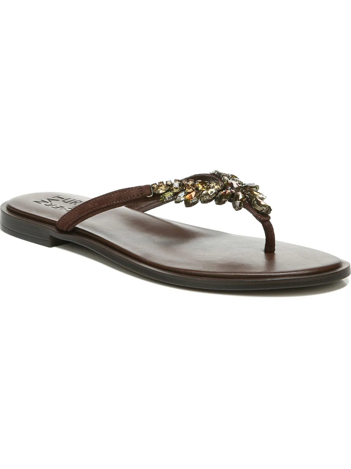 Fallyn Womens Rhinestone Slip On Thong Sandals
